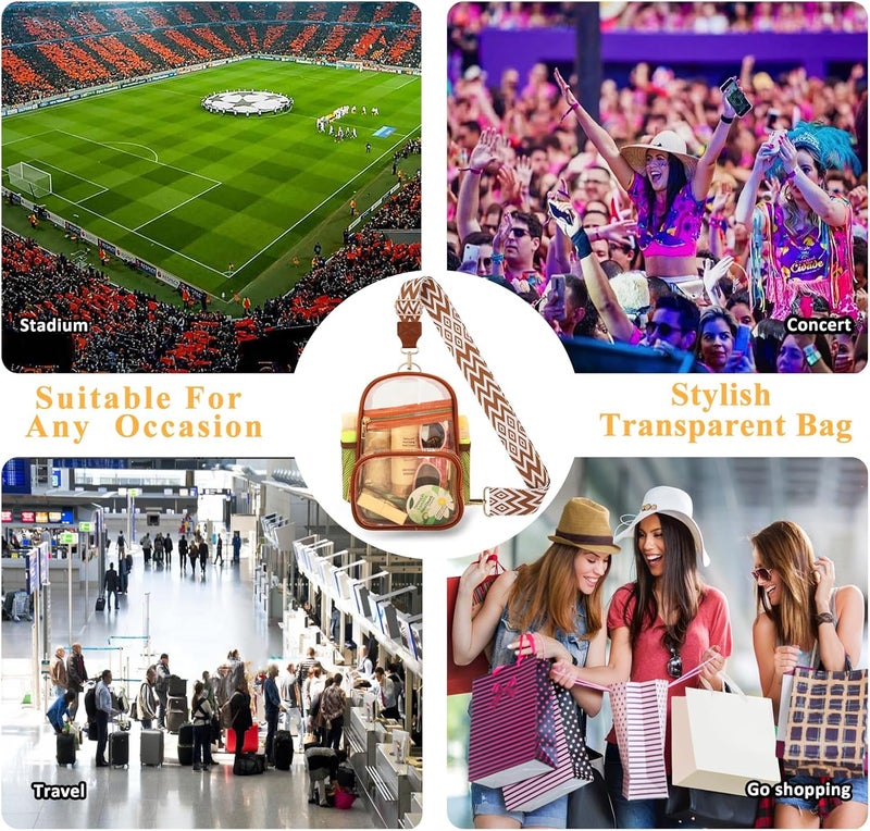 MOVOYEE Clear Bag Stadium Approved Events Concerts Sports Outdoors Water Bottle Holder,Clear Purse for Women Men Handbags - Image 2